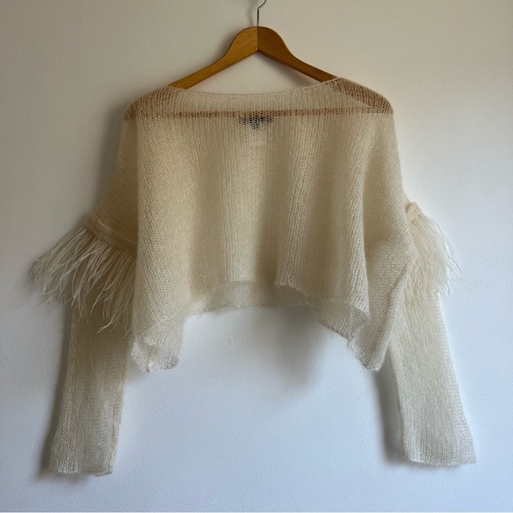 Louiza Babouryan Silk Mohair Knit Top with Feathers - Picture 2 of 16